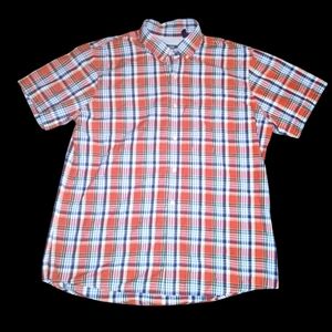 Izod Men's Button Up Red-White-Blue Plaid Short Sleeve Shirt Size XL Pre-owned